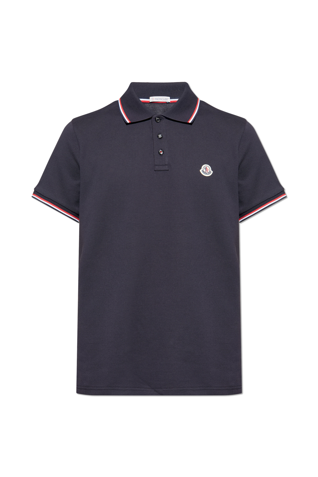 トップス MONCLER navy polo shirt Moncler logo-patch Cotton Polo Shirt | Blue | FARFETCH CA